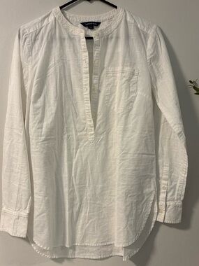 Land's End White Pullover Shirt - Long Sleeve